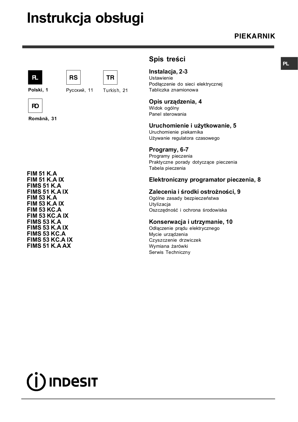 Indesit FIMS 53K.A KC.A IX User Manual