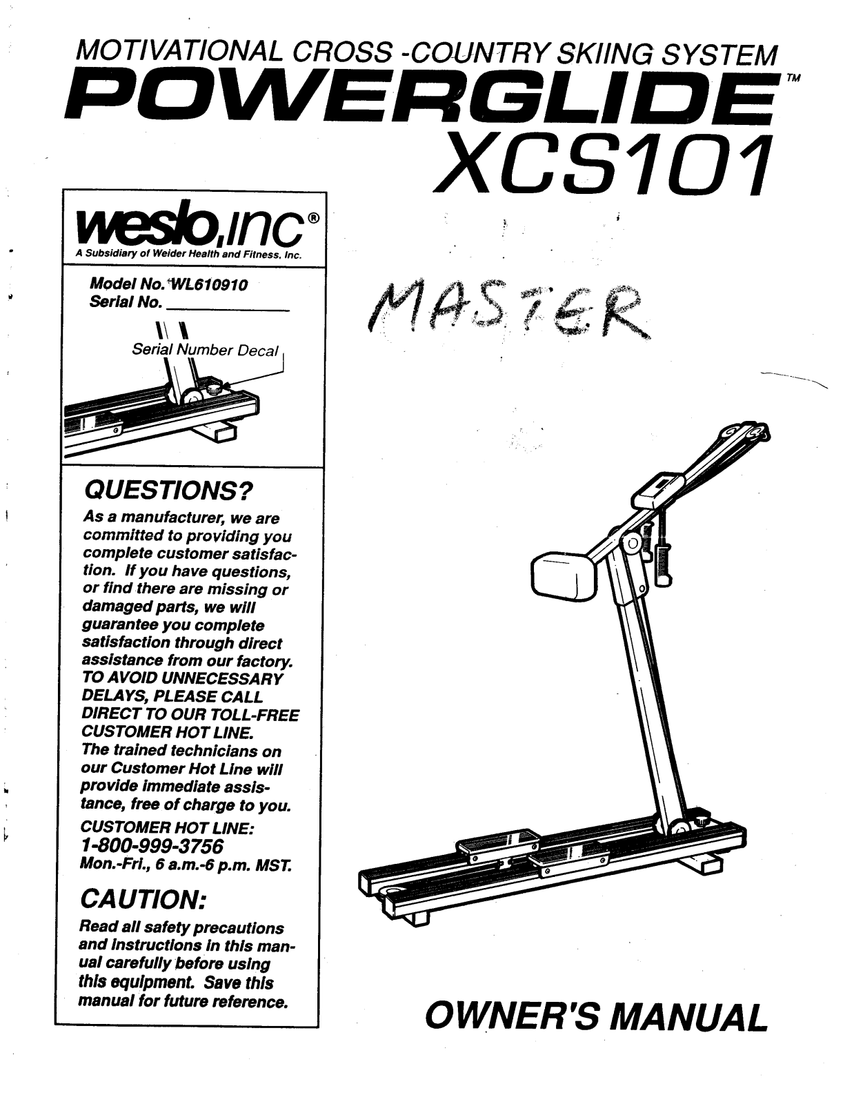 Weslo WL610910 Owner's Manual