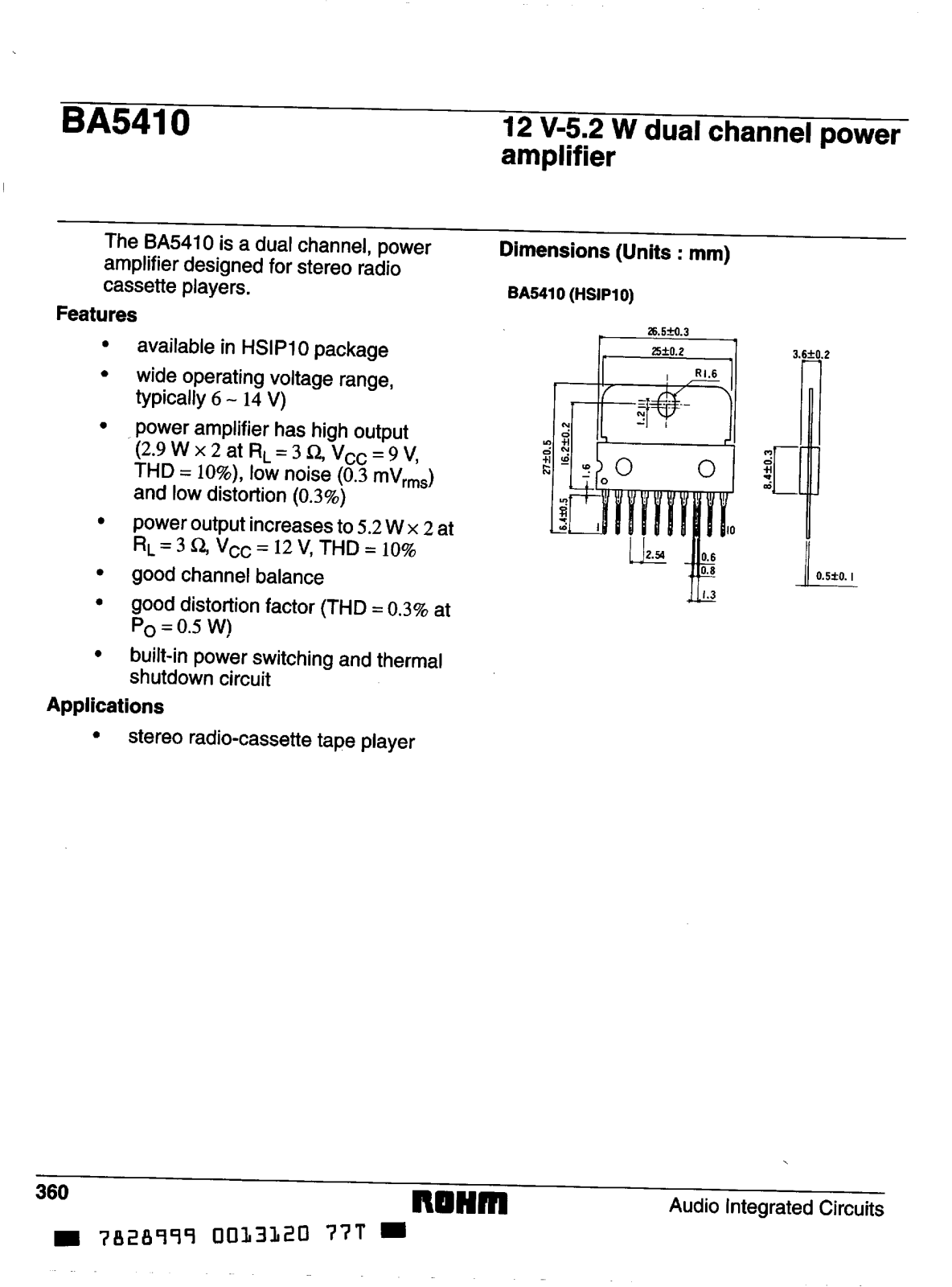 ROHM BA5410 Datasheet