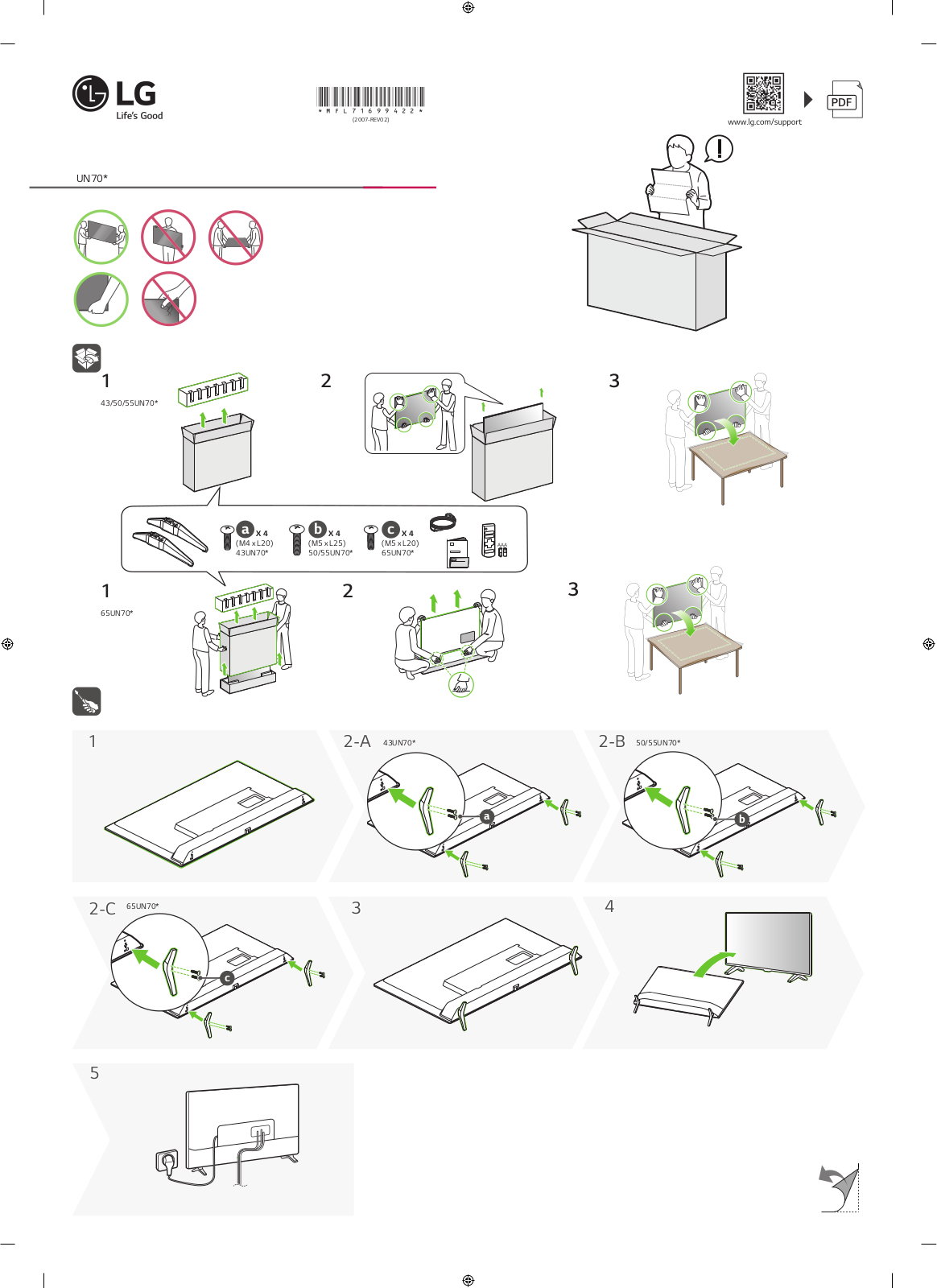 LG 55UN70006LA Instructions for quick setup