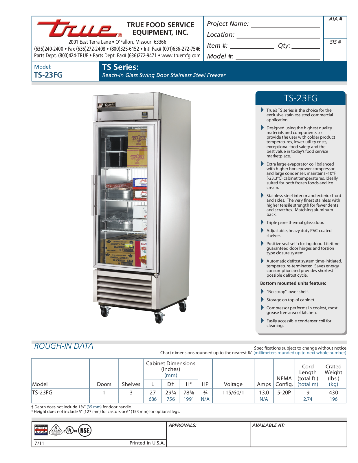 True TS-23FG User Manual