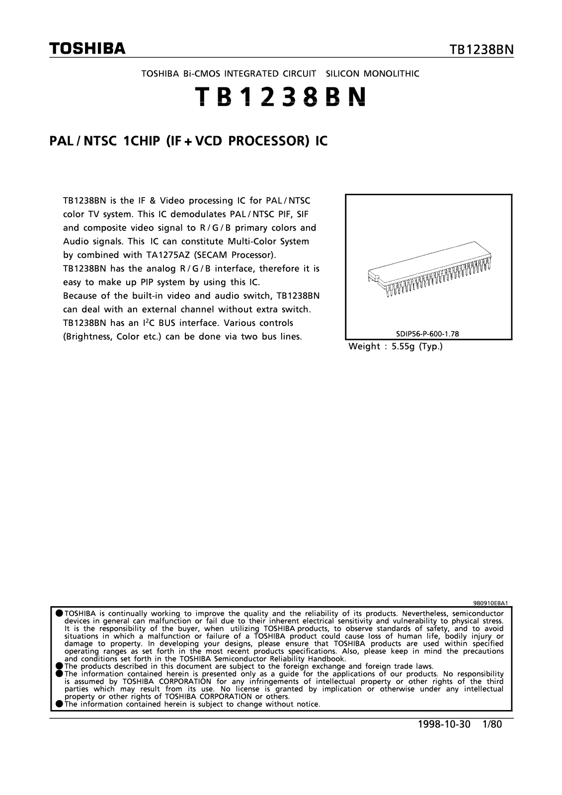 Toshiba TB 1238BN Service Manual