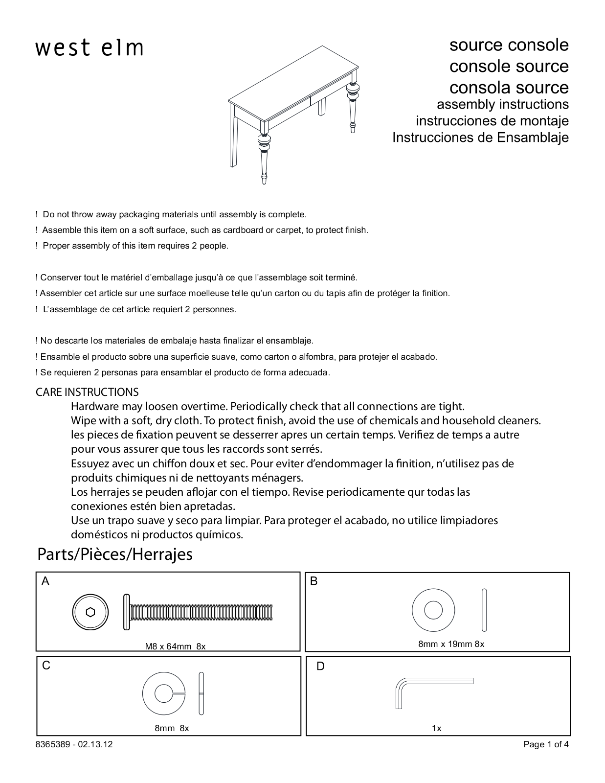 West Elm Source Console Assembly Instruction