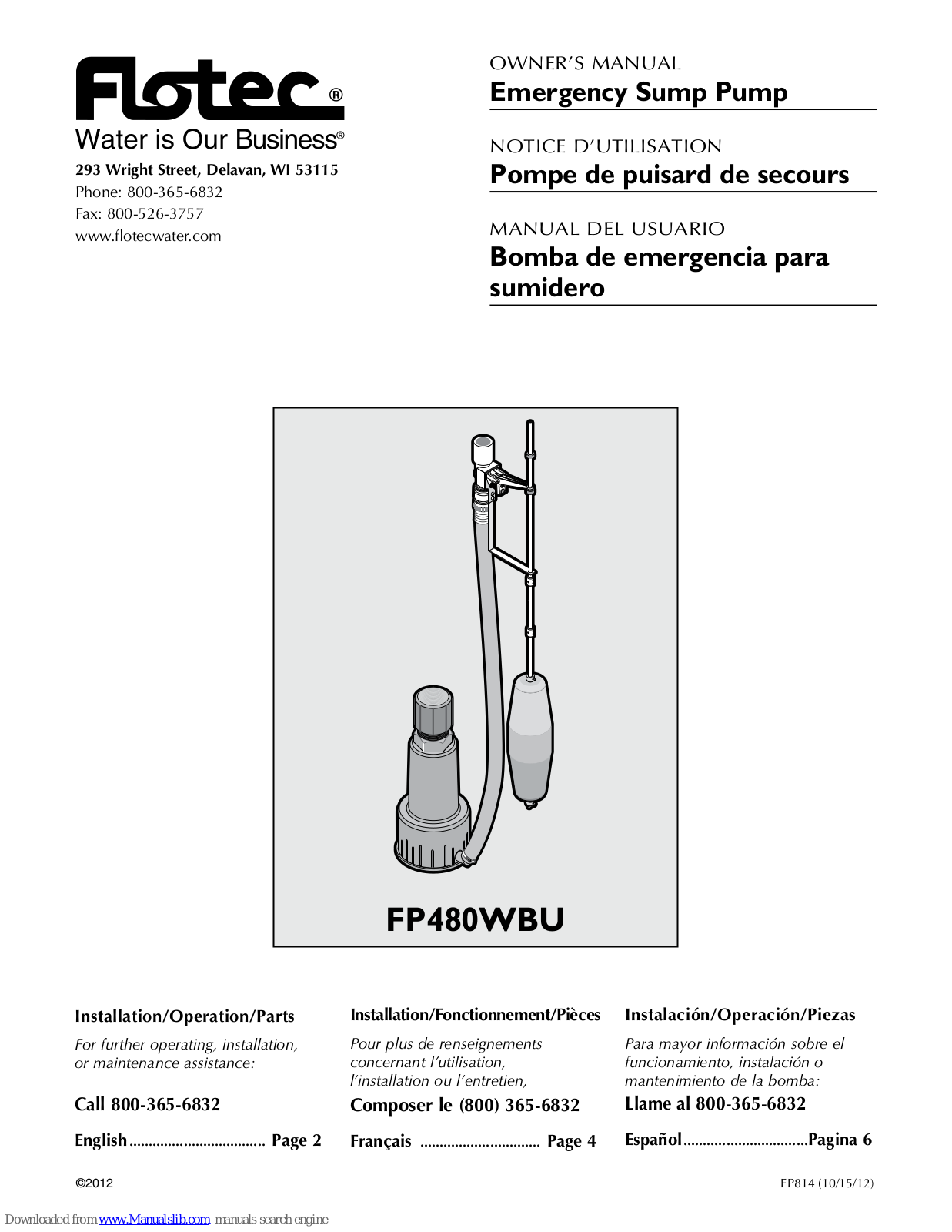 Flotec FP480WBU Owner's Manual