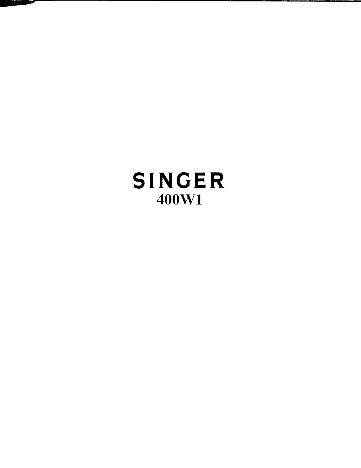 Singer 400W1 User Manual