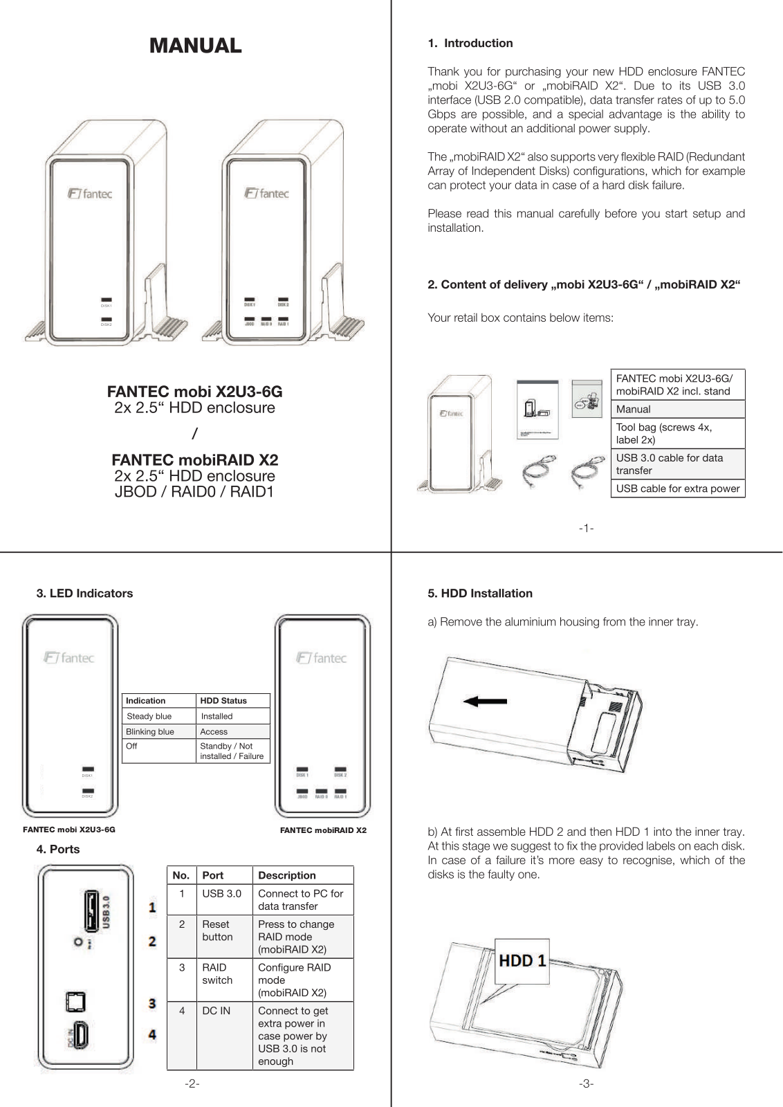 Fantec mobi X2U3-6G Service Manual