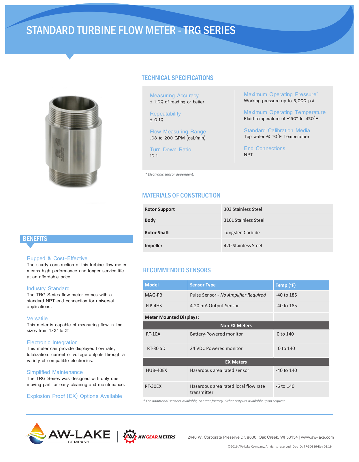 AW-Lake TRG Specifications