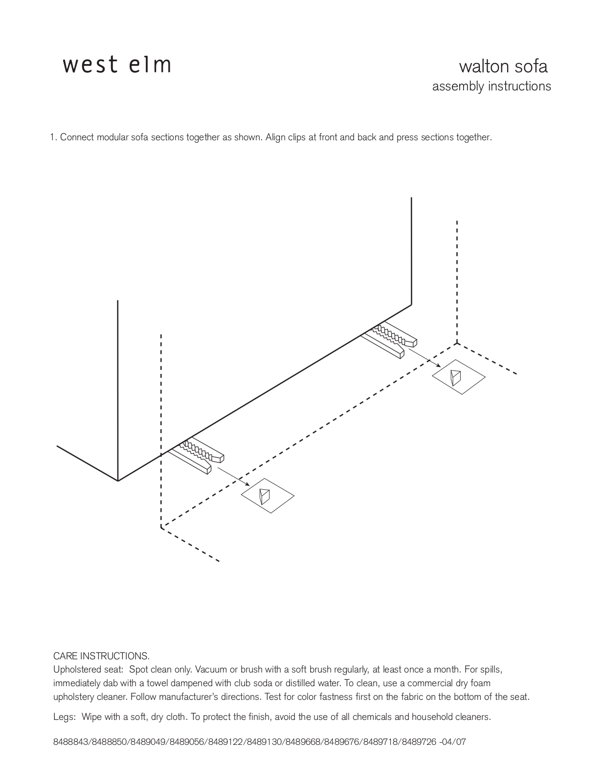 West Elm Walton Sofa Assembly Instruction