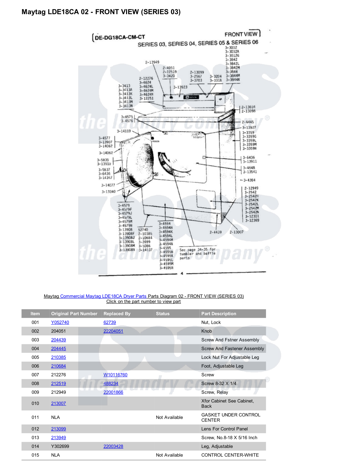 Maytag LDE18CA Parts Diagram