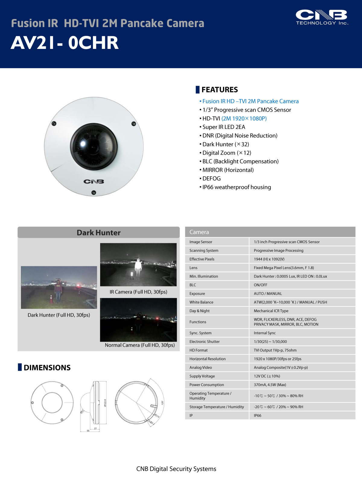 CNB AV21-0CHR Specsheet