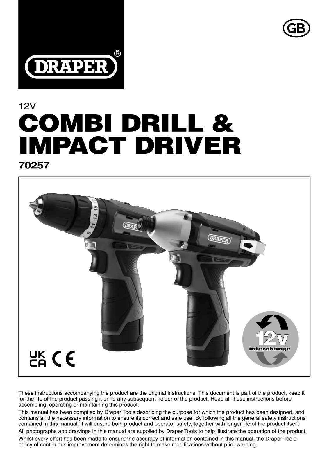Draper Tools 70257 Instructions - ManualMachine.com