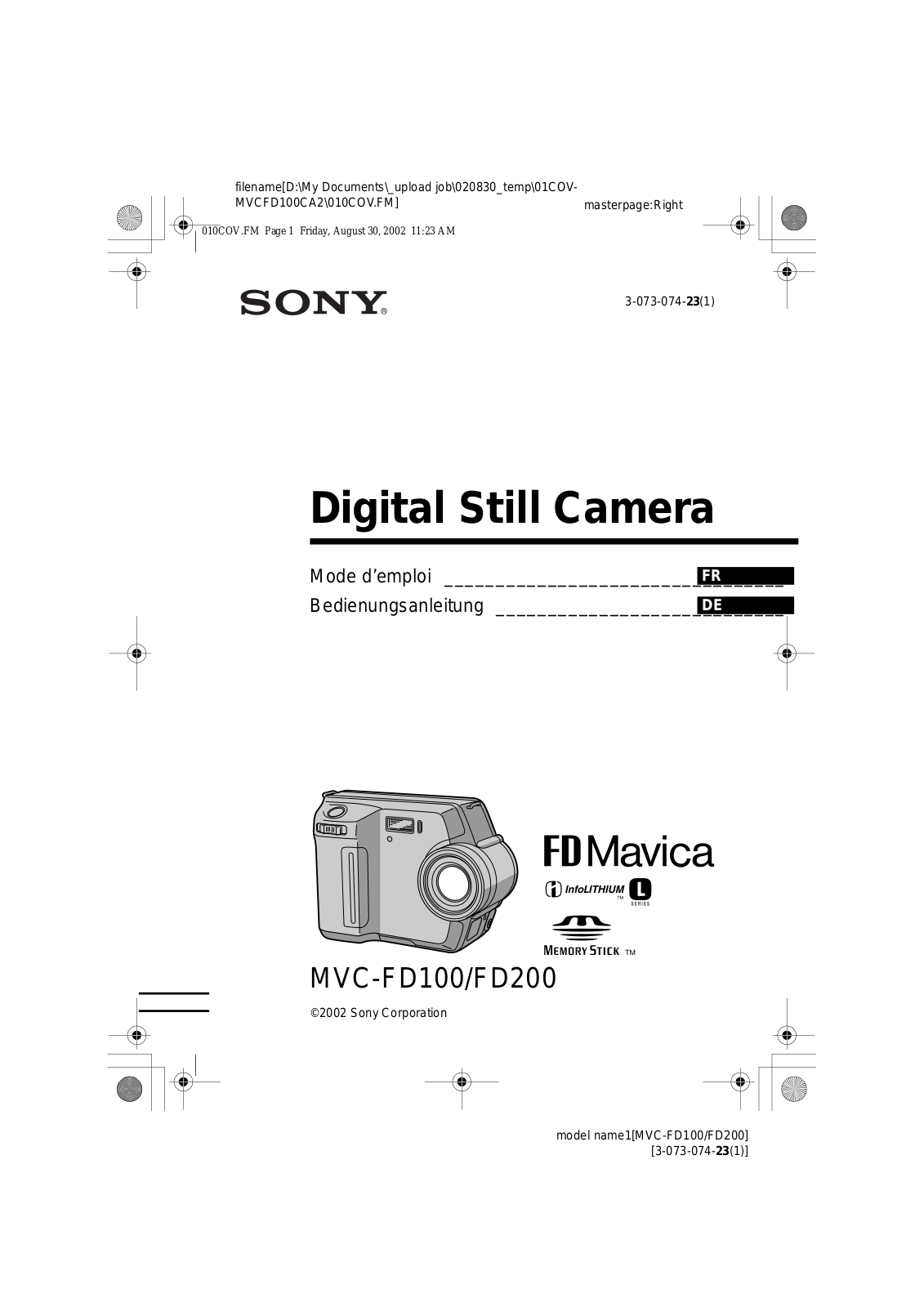 SONY MVC-FD200, MVC-FD100 User Manual