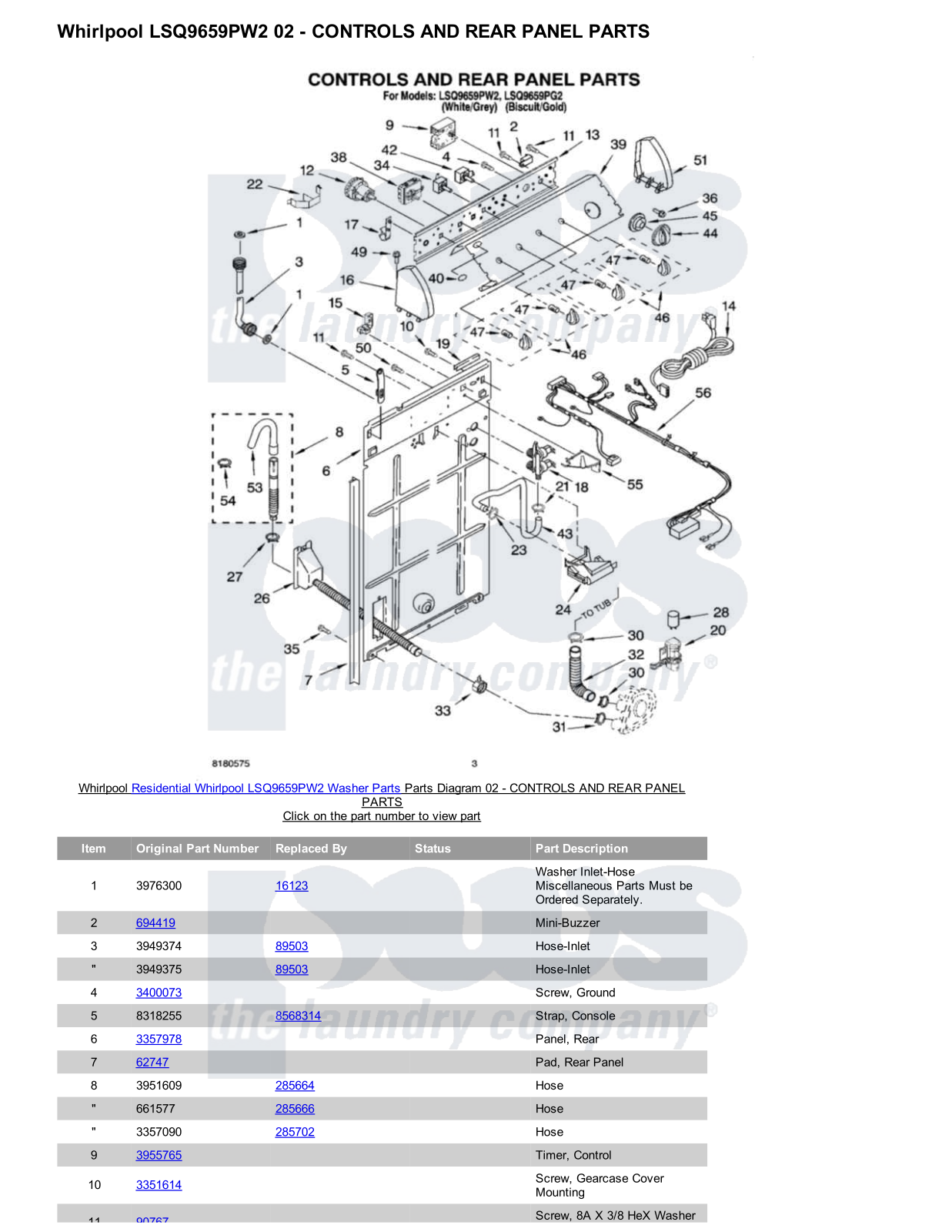 Whirlpool LSQ9659PW2 Parts Diagram