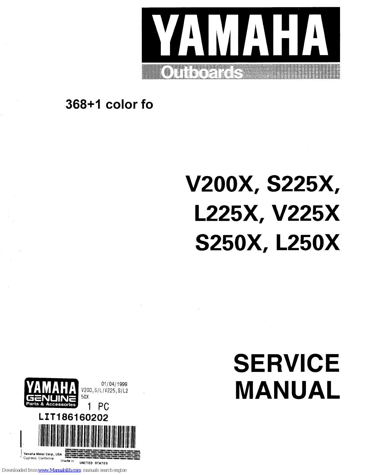 Yamaha V200X, S225X, L225X, L250X, V225X Service Manual