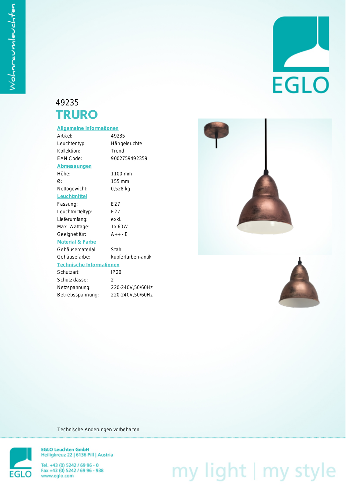 Eglo 49235 Service Manual