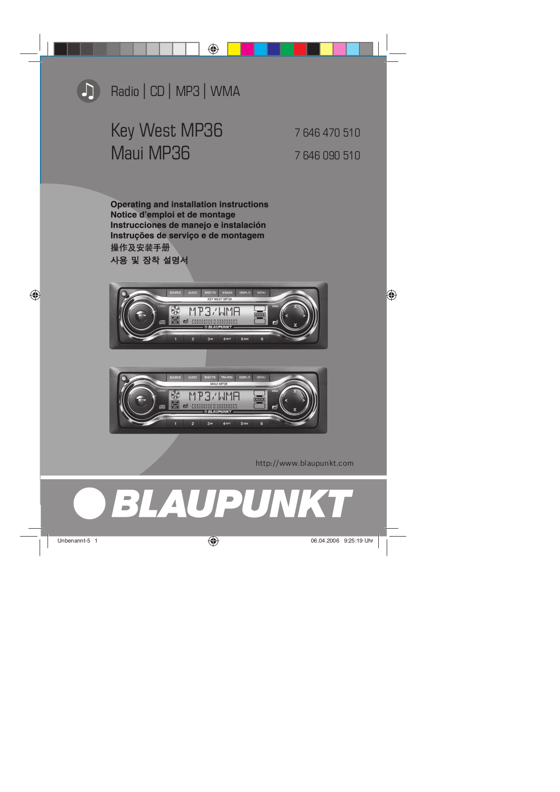 BLAUPUNKT KEY WEST MP36, MAUI MP36 User Manual