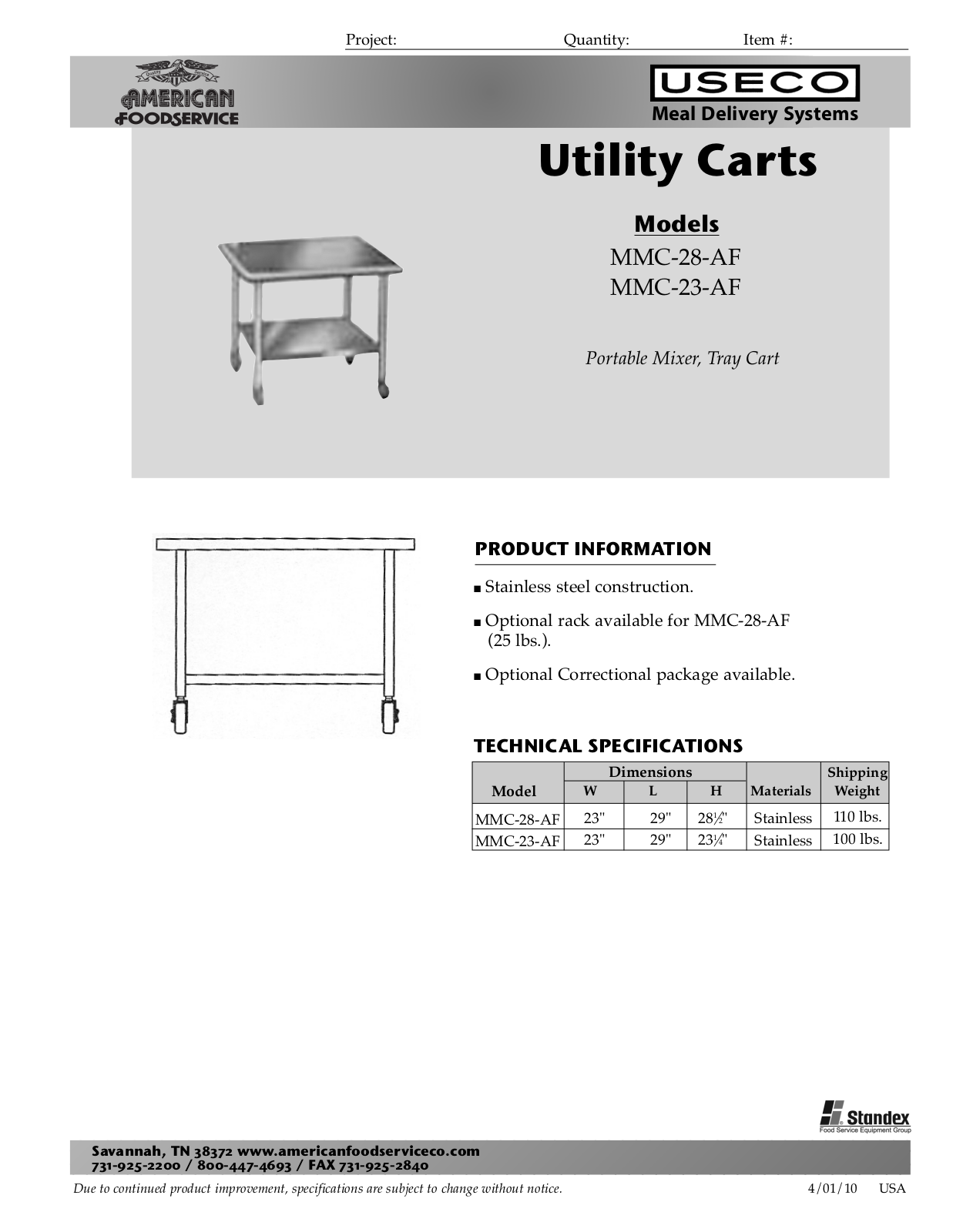 Epco MMC-28-AF, MMC-23-AF Specifications