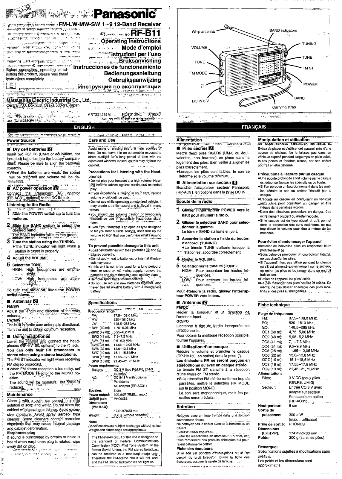 Panasonic RF-B11 User Manual