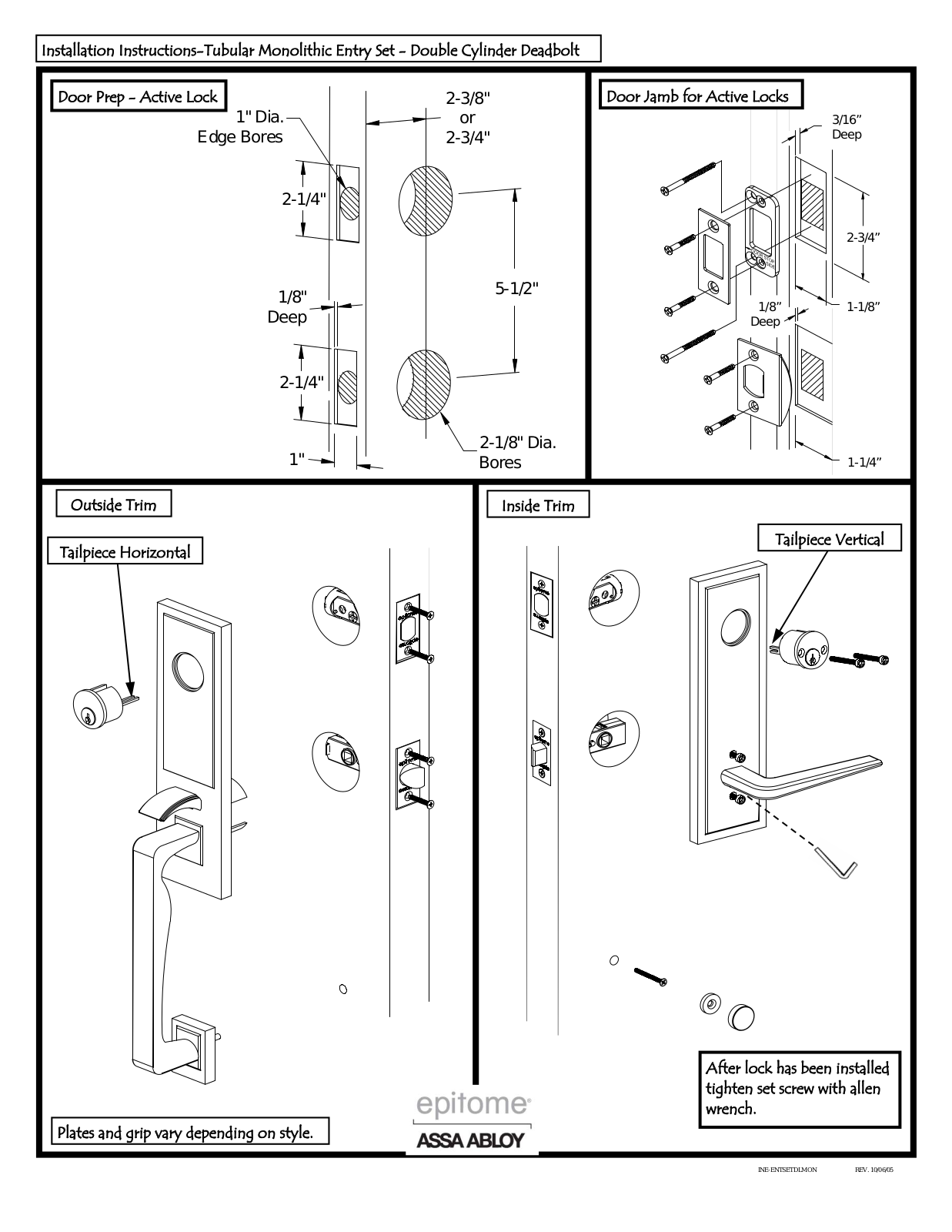 Emtek Tubular Entrance Double Cylinder User Manual