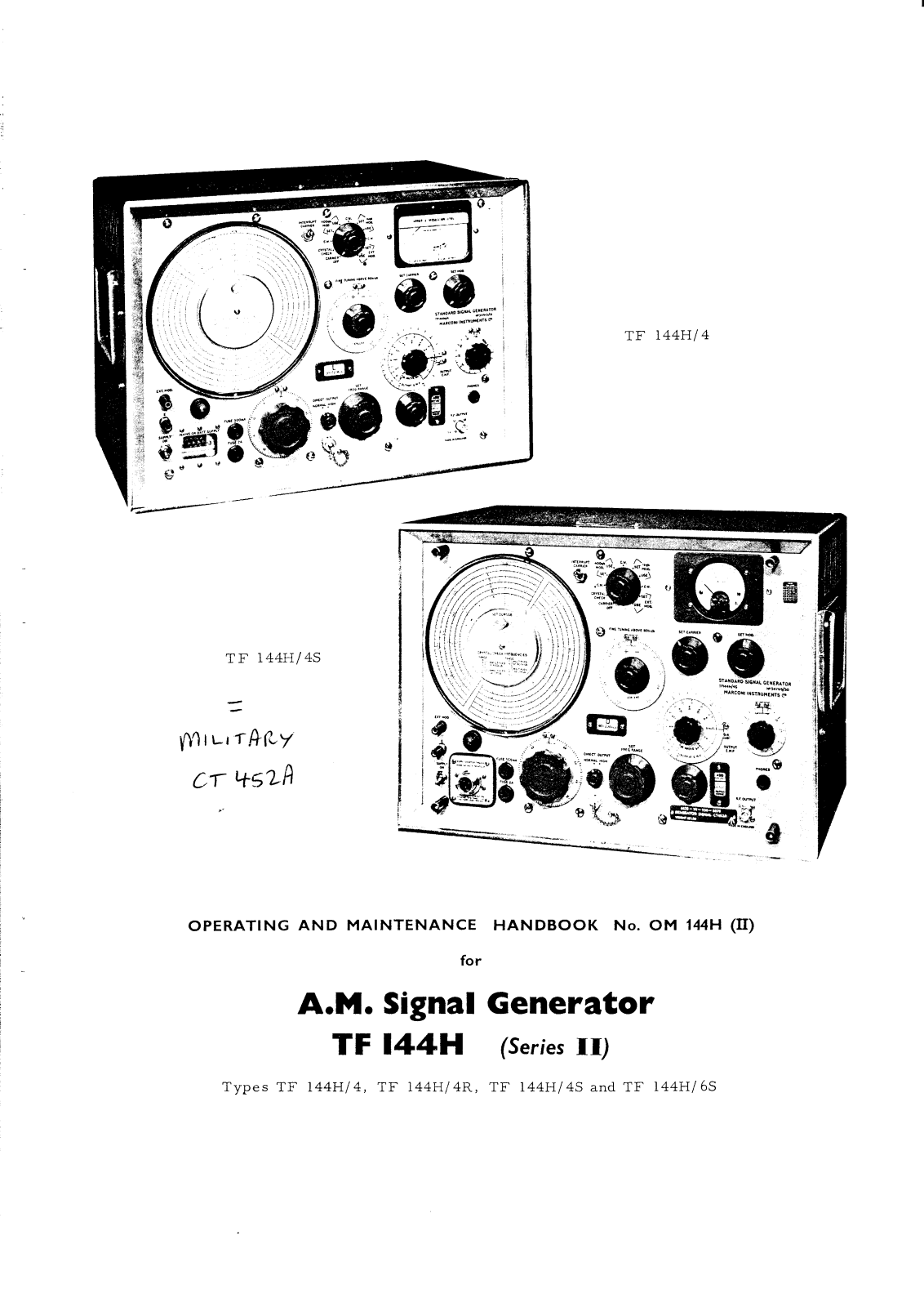 Marconi TF 144H-4S, TF 144H-6S, TF 144H-4R, TF 144H-4 Service manual