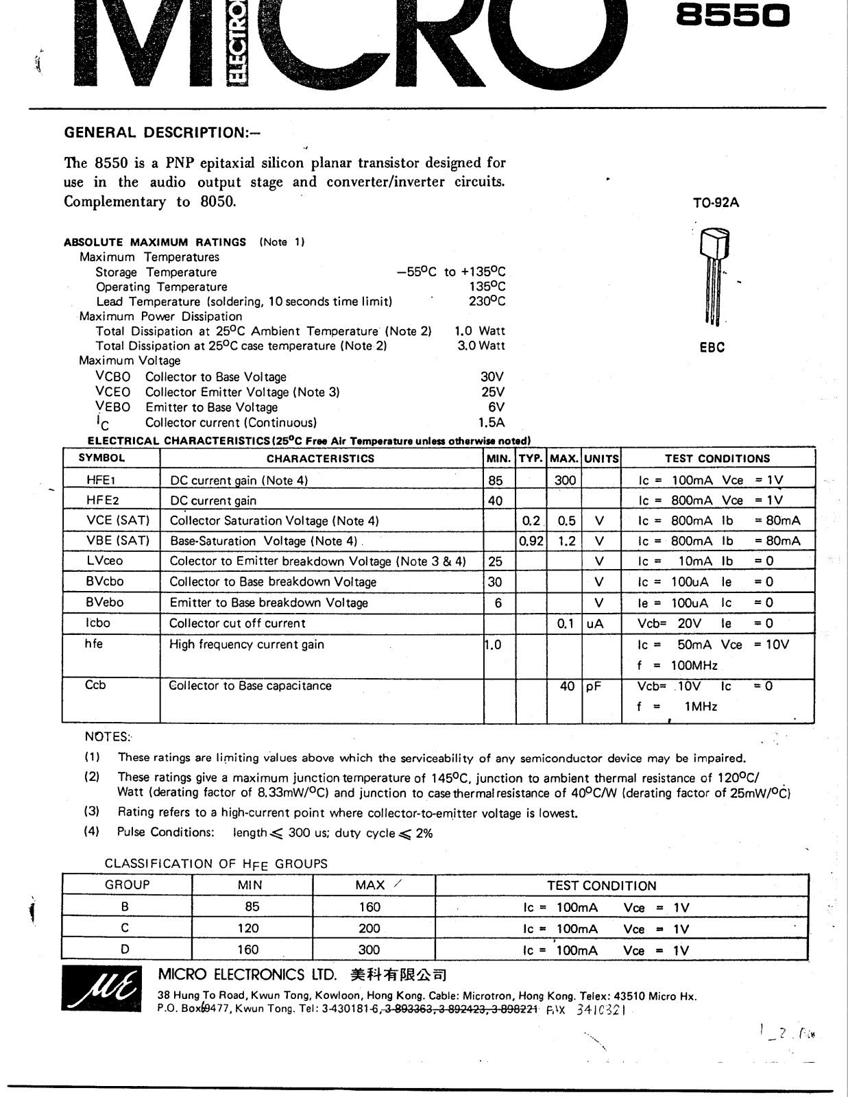 ME 8550 Datasheet