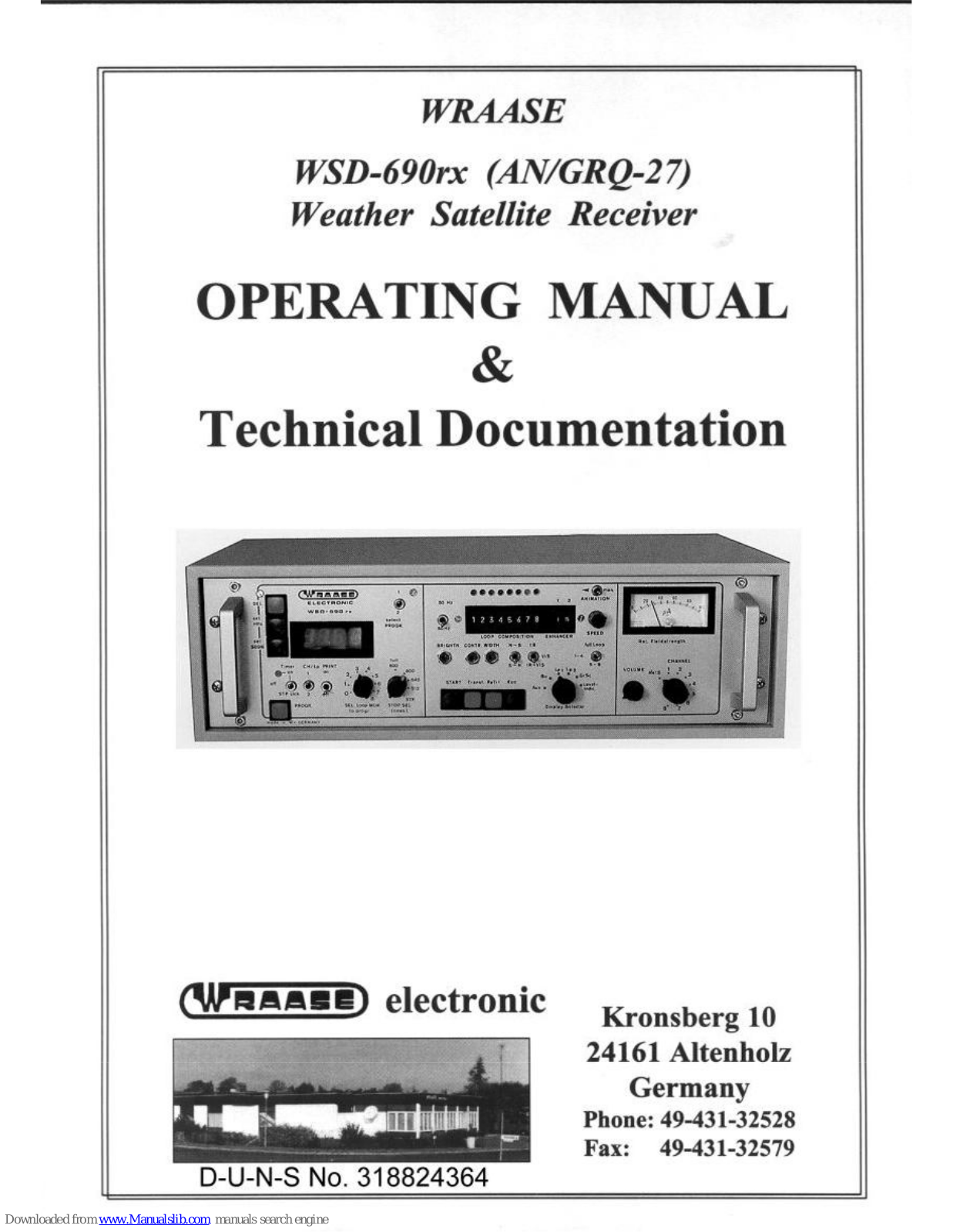 WRAASE electronic WSD-690rx Operating Manual & Technical Documentation