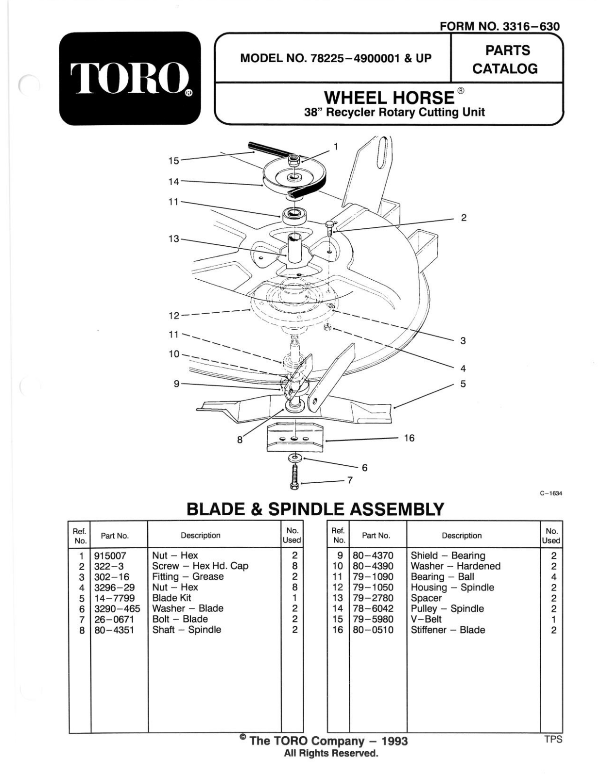 Toro 78225 Parts Catalogue