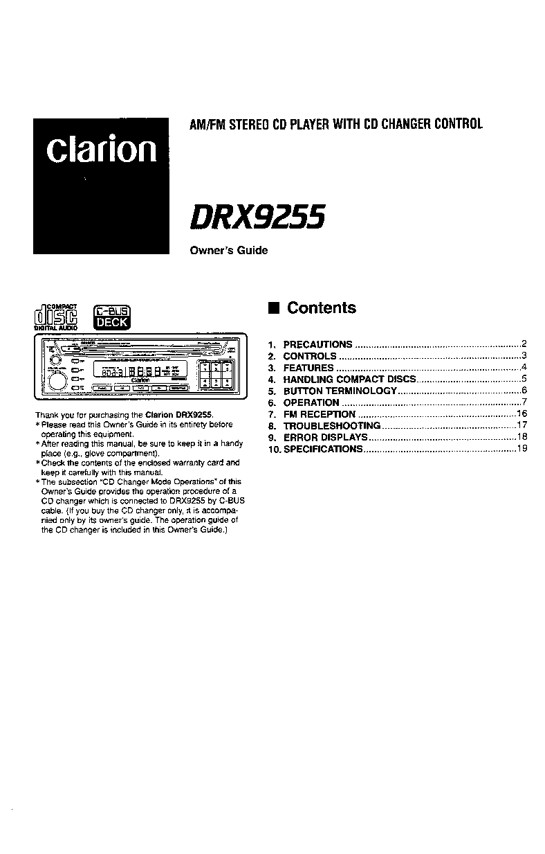 Clarion DRX9255 User Manual 2