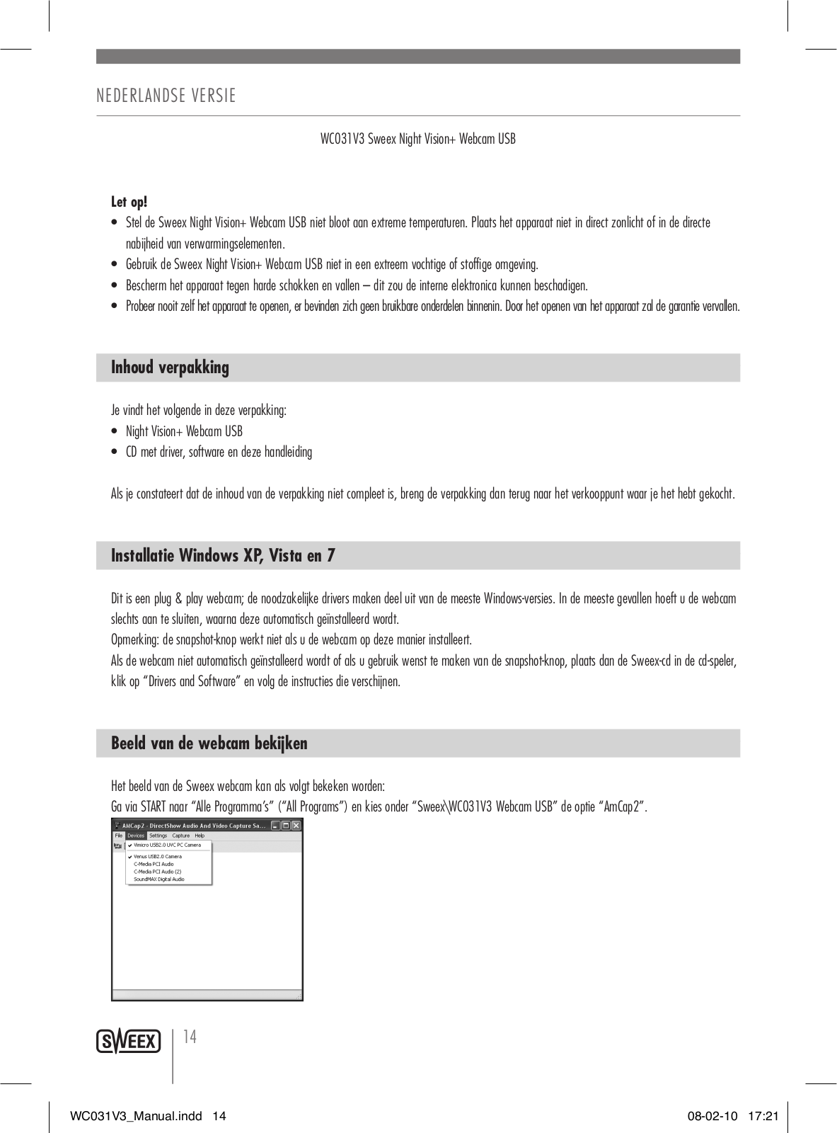 Sweex WC031V3 User Manual