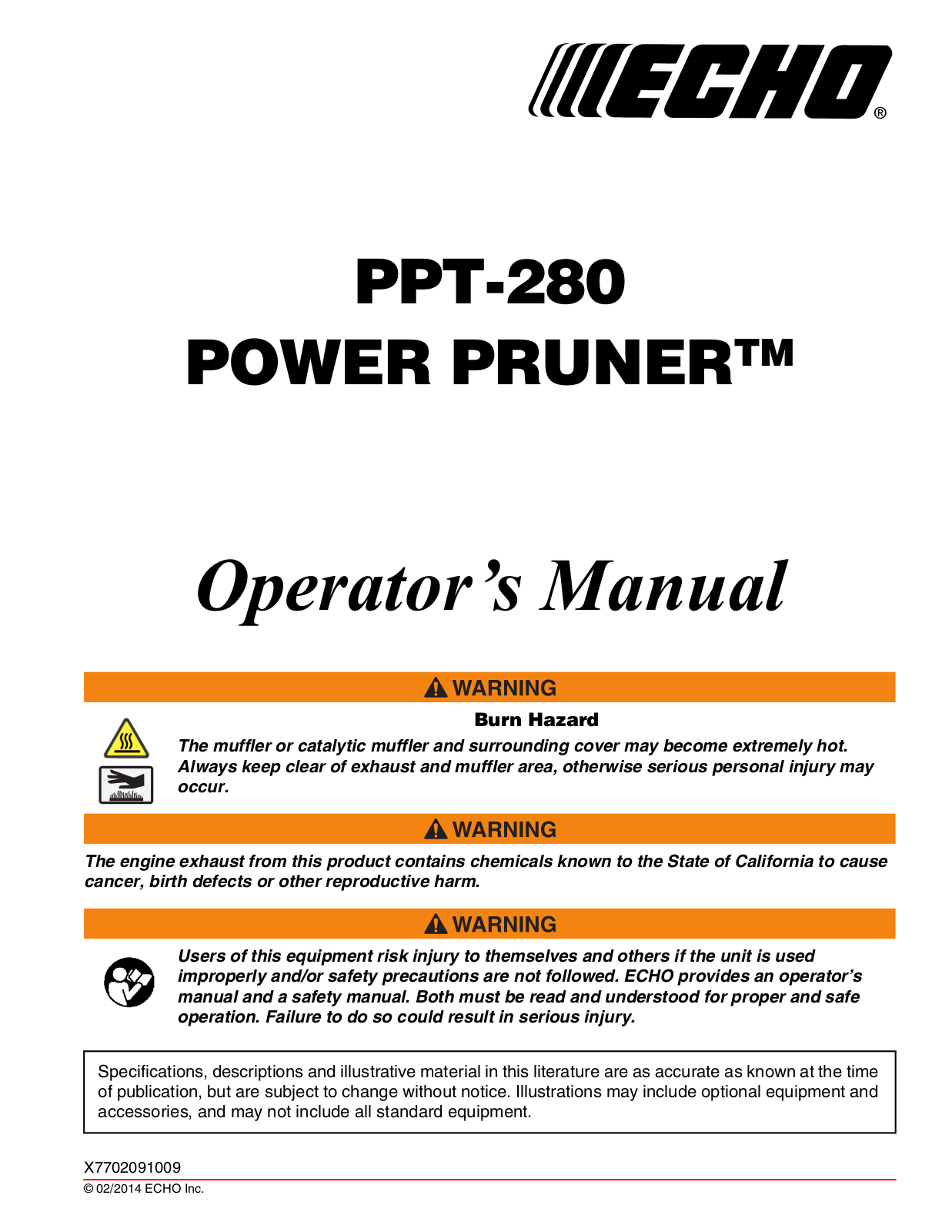 Echo PPT-280 User Manual