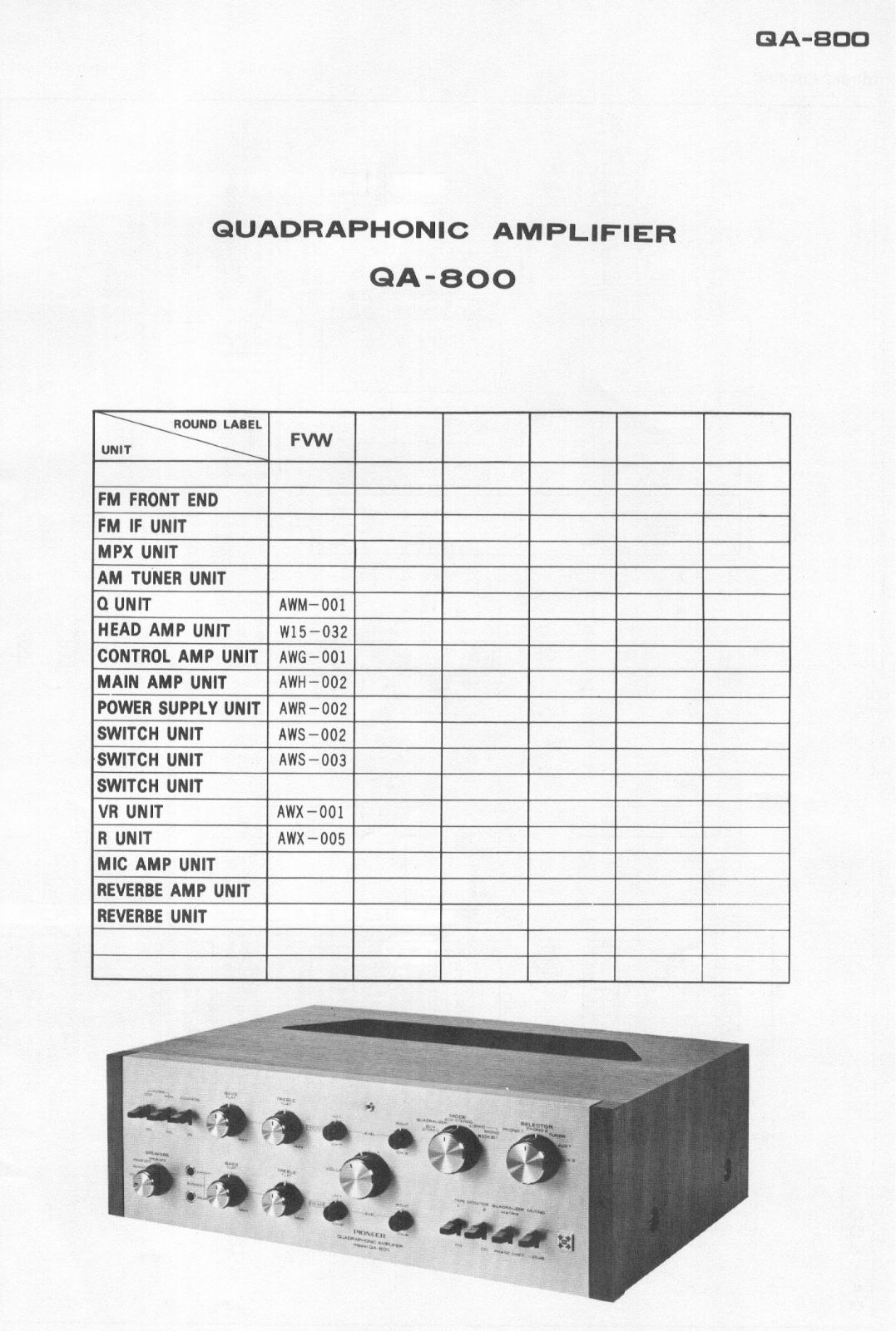 Pioneer QA-800 Schematic