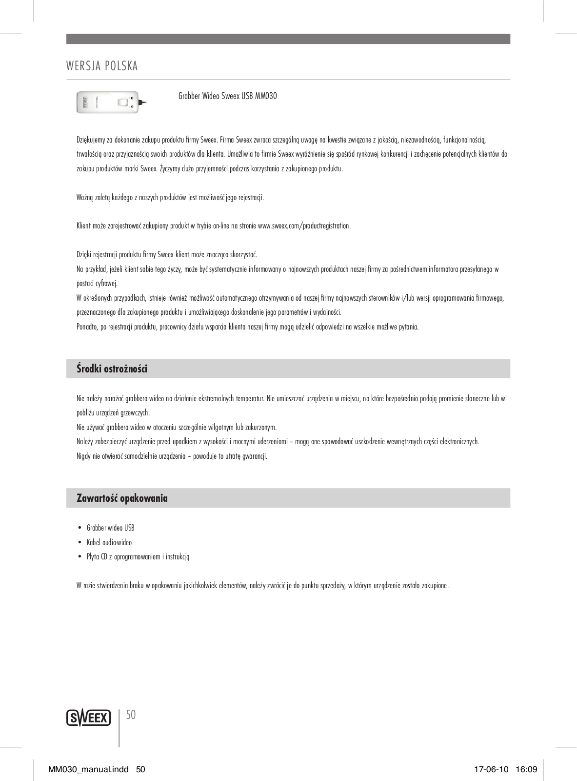 Sweex MM030 User Manual