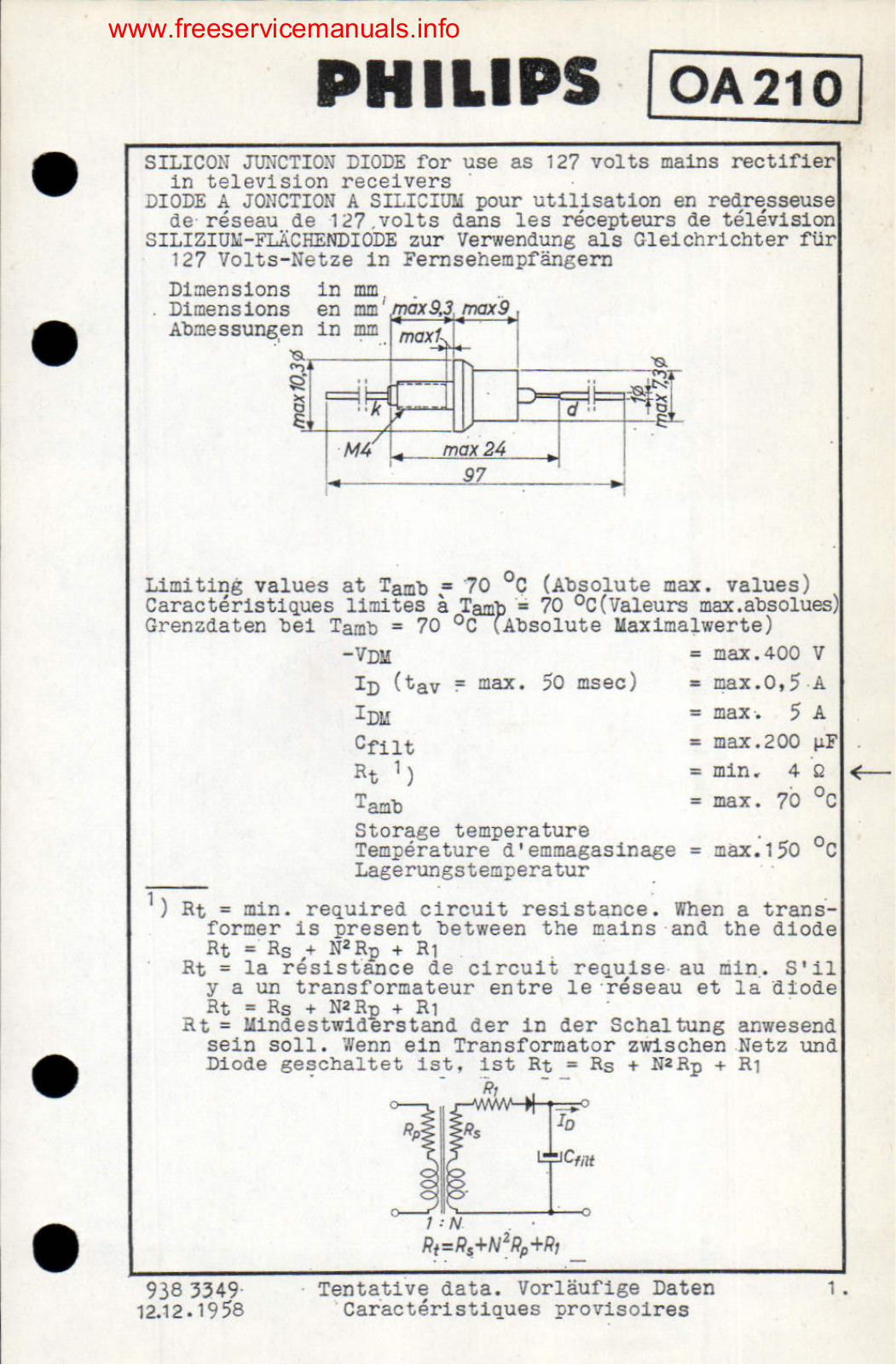 Philips oa210 DATASHEETS