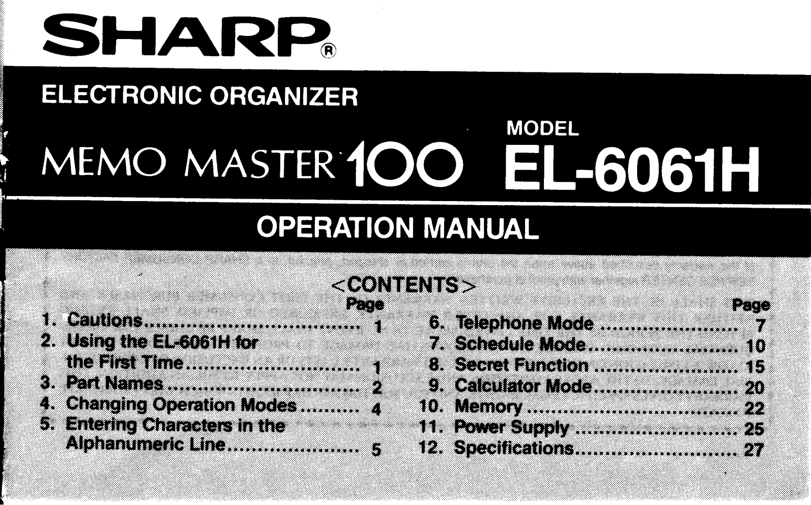 Sharp EL-6061H User Manual