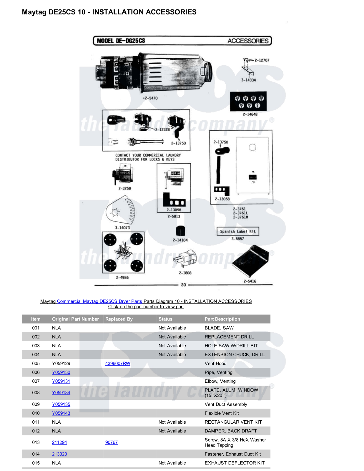 Maytag DE25CS Parts Diagram