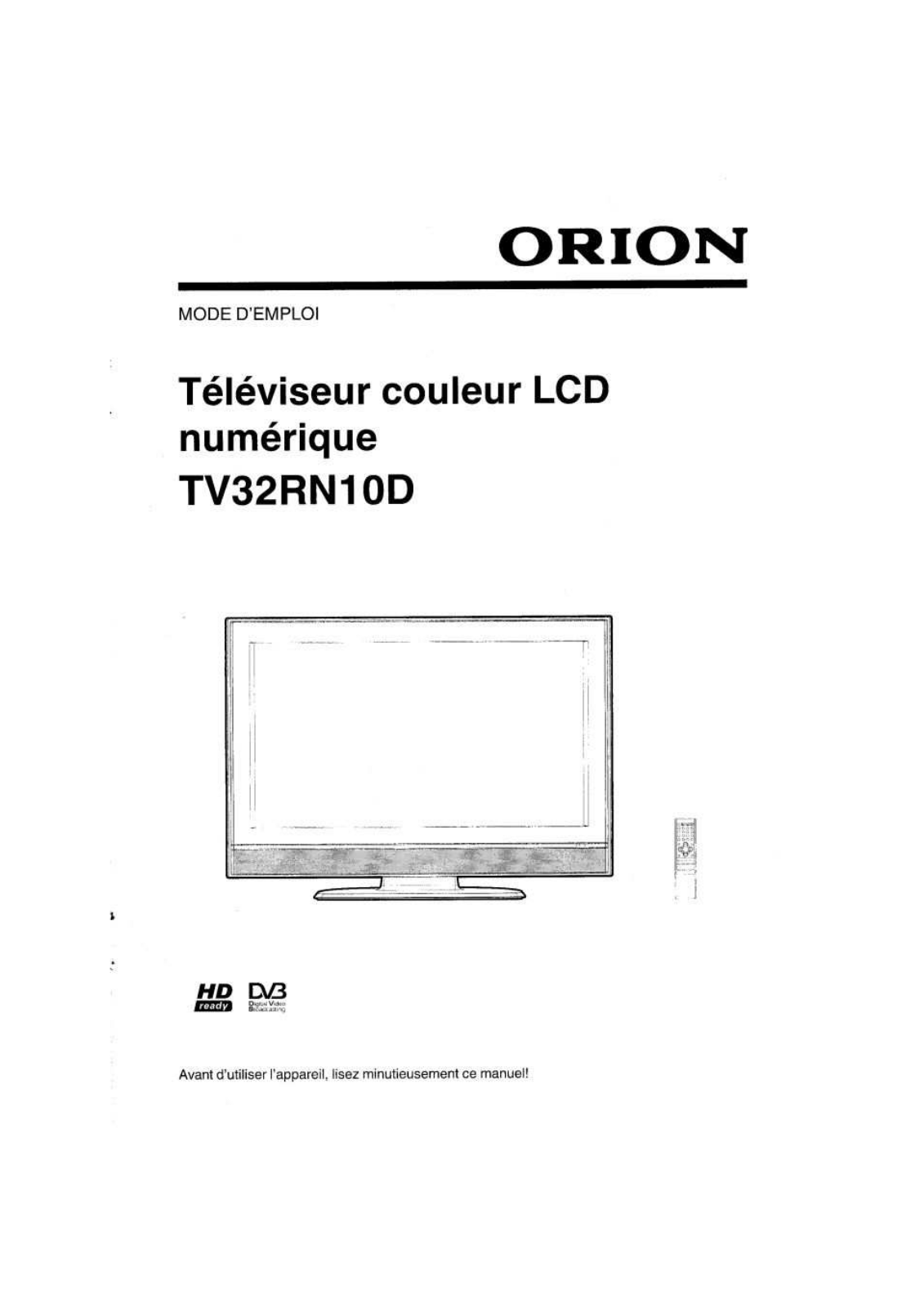 ORION TV32RN10D User Manual