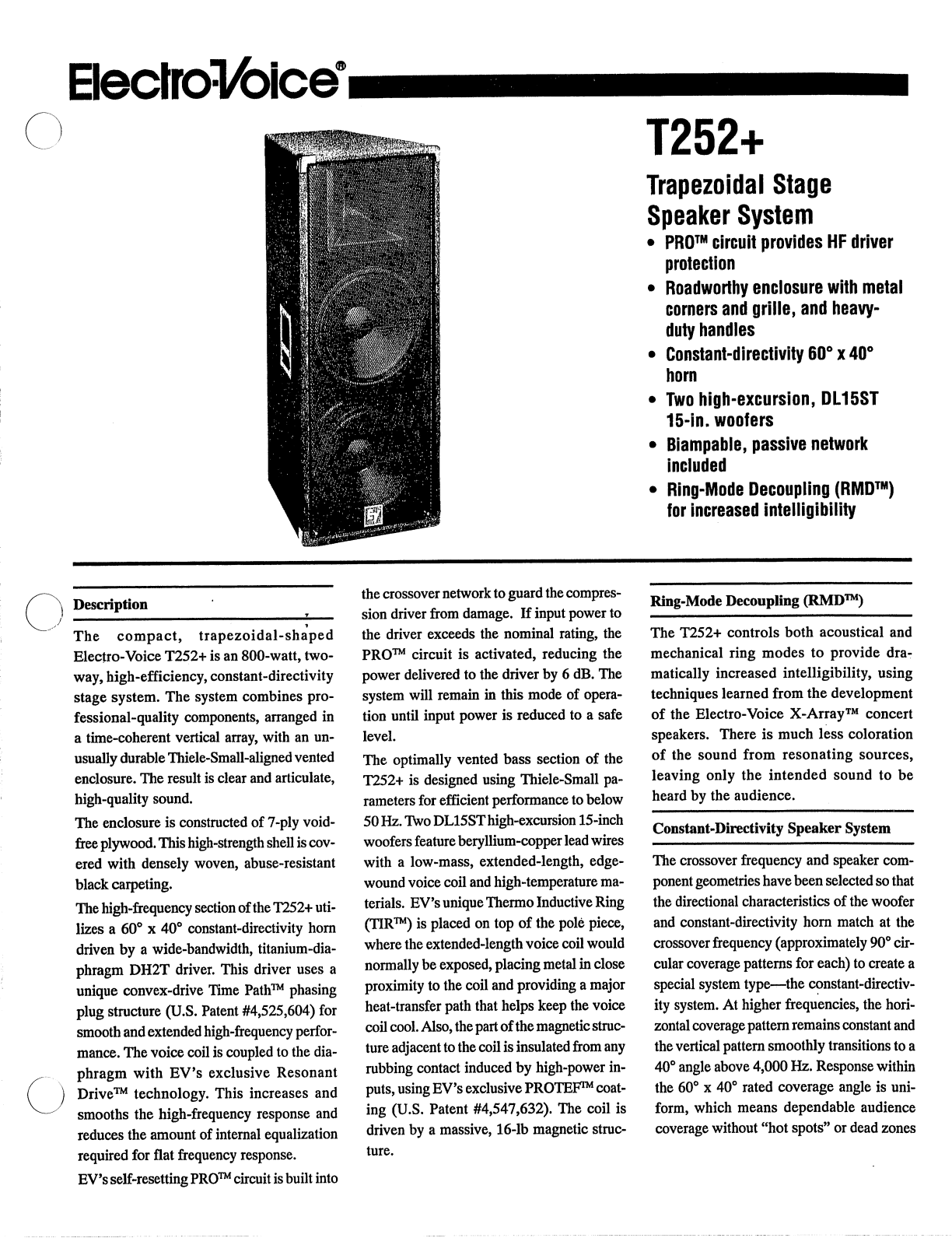 Electro-Voice T252+ EDS User Manual