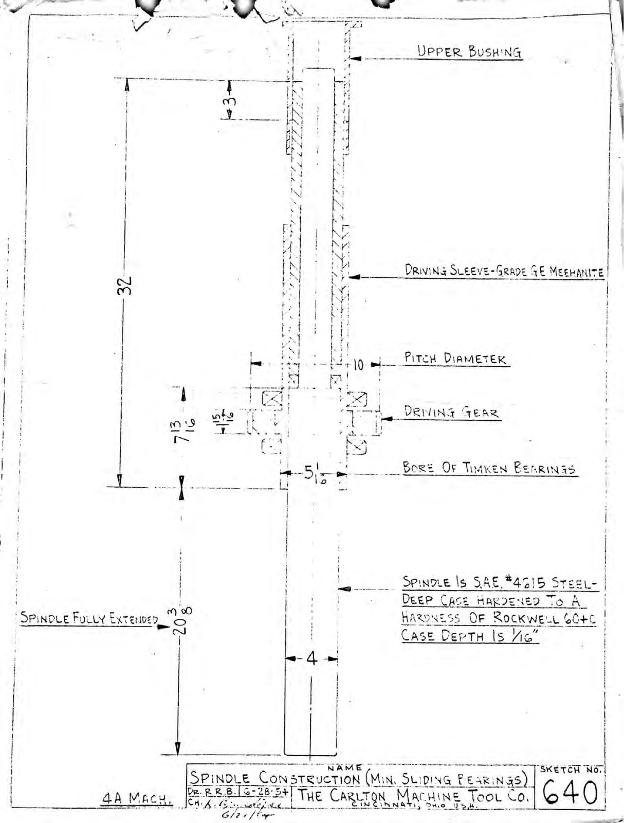 Carlton Machine Tool Model 4A Spindle Construction - Blueprint Drill, Radial - ManualMachine.com