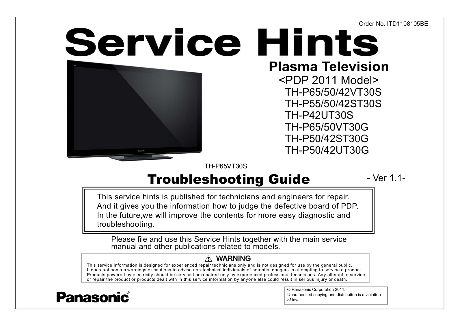 Panasonic th p42st30s, th p55st30s, th p50st30g, th p50vt30s, th p42st30g schematic