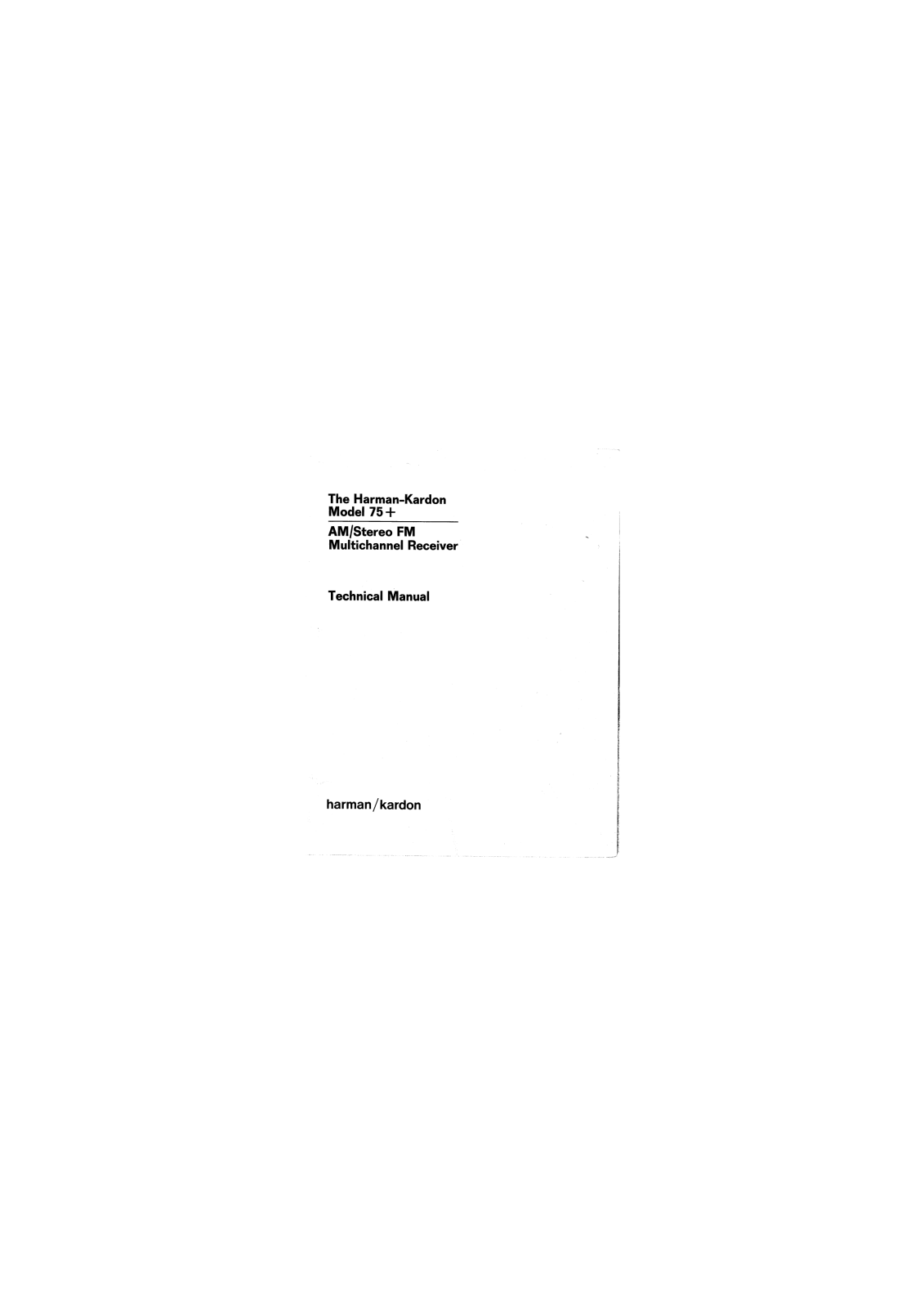 Harman Kardon 75 Service Manual