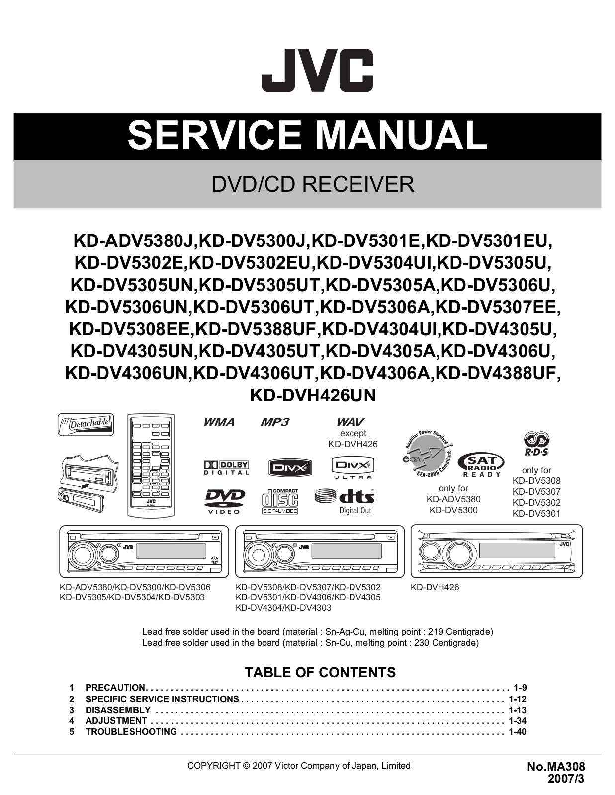 Jvc KD-DVH462-UN, KD-DV5308-EE, KD-DV5307-EE, KD-DV5306-UT, KD-DV5306-UN Service Manual