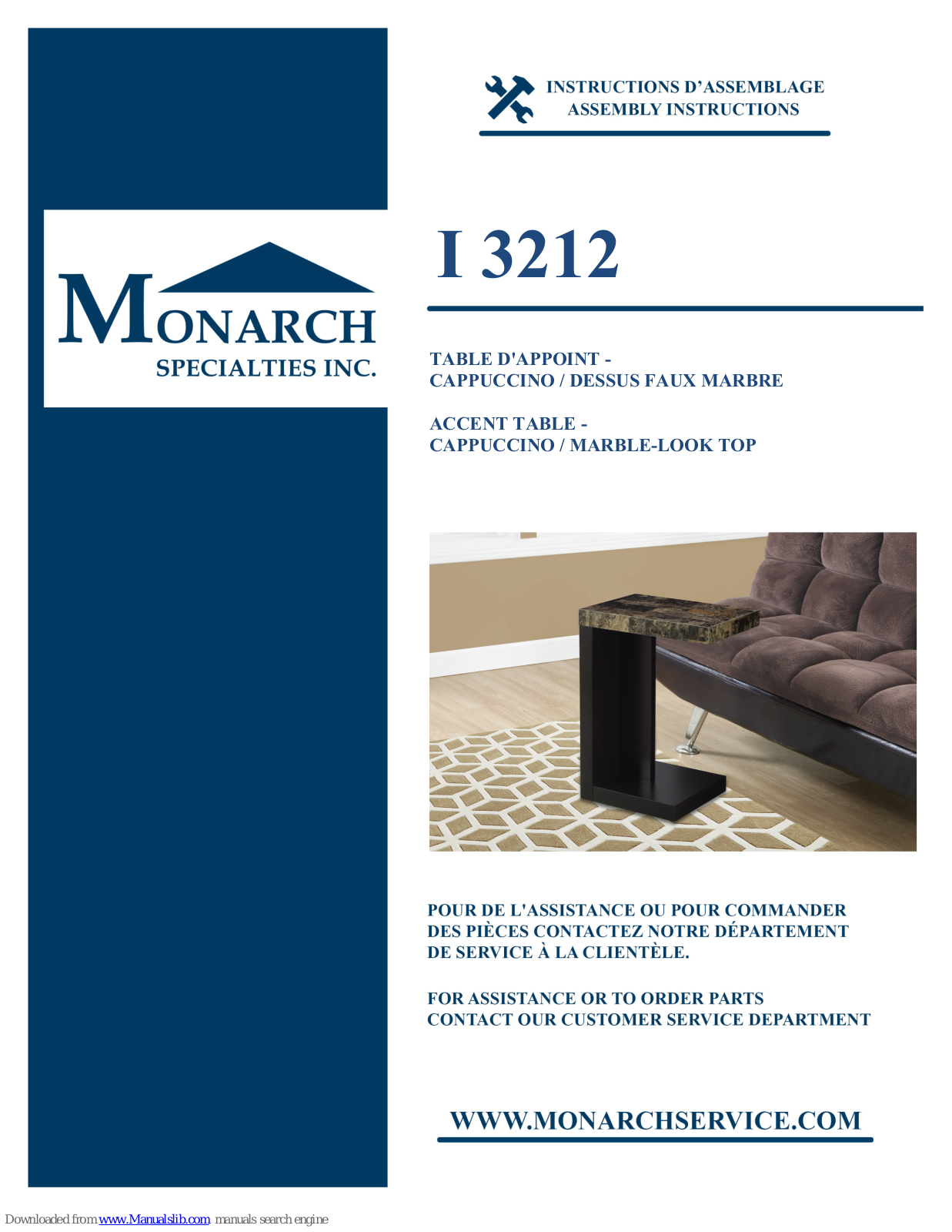 Monarch Specialties I 3212 Assembly Instructions Manual