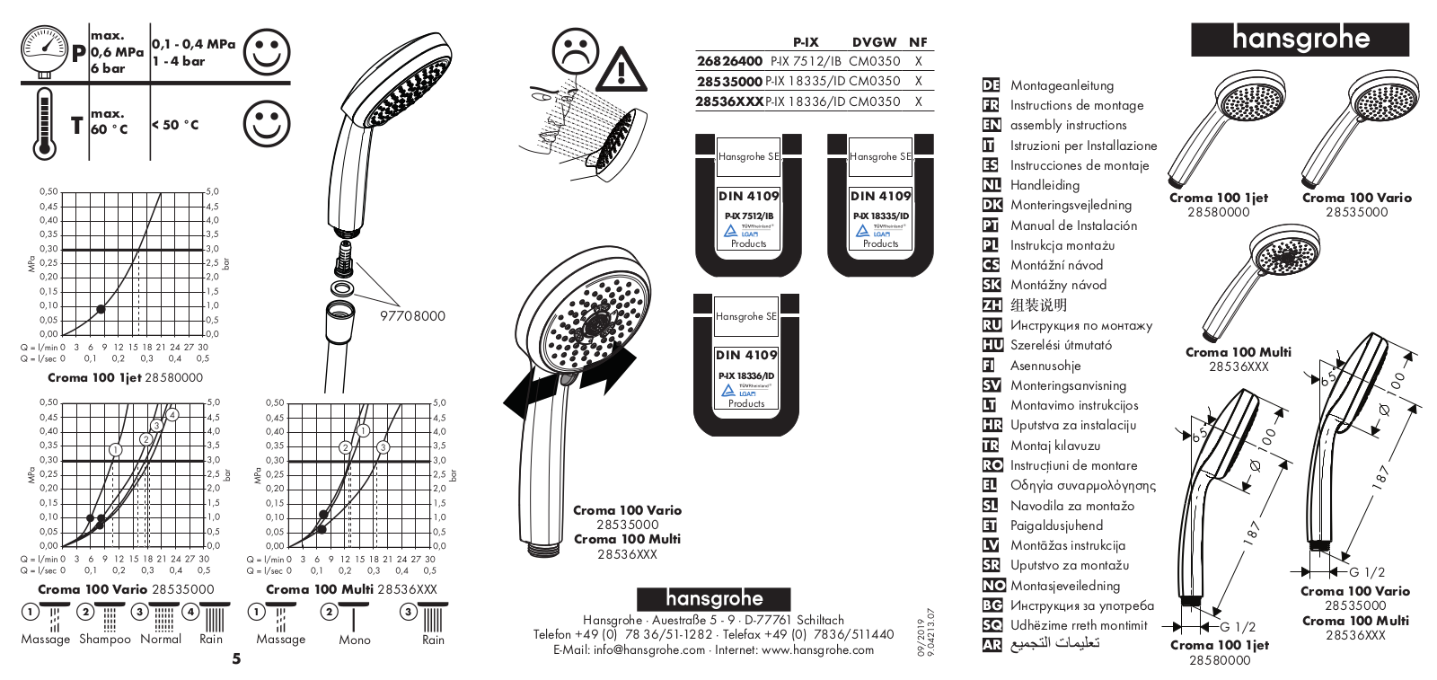 Hansgrohe 28580000 User Manual