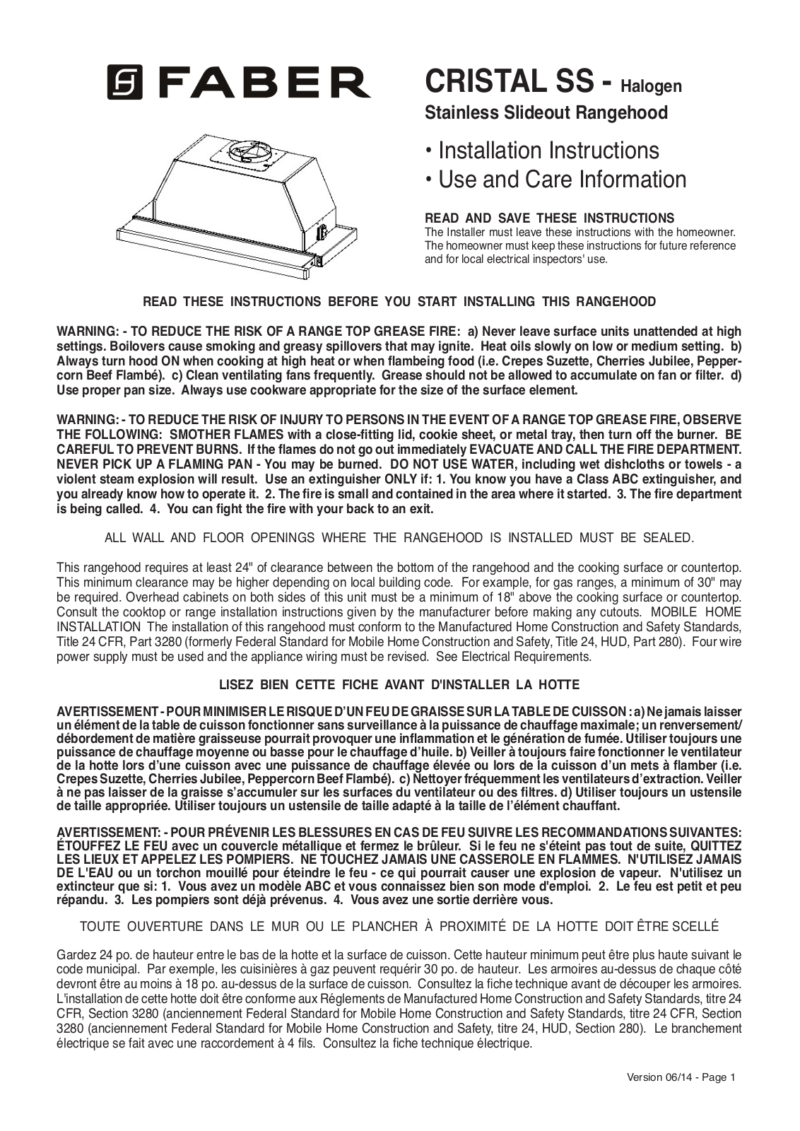 Faber CRIS36SSH User Manual