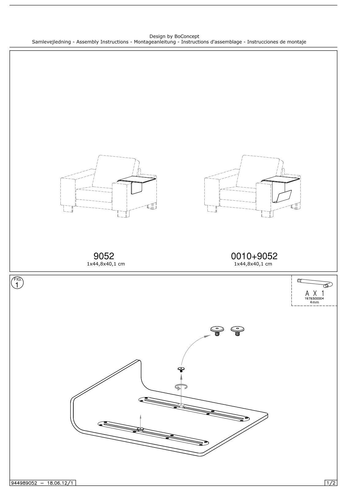 BoConcept Armtray Assembly Instruction