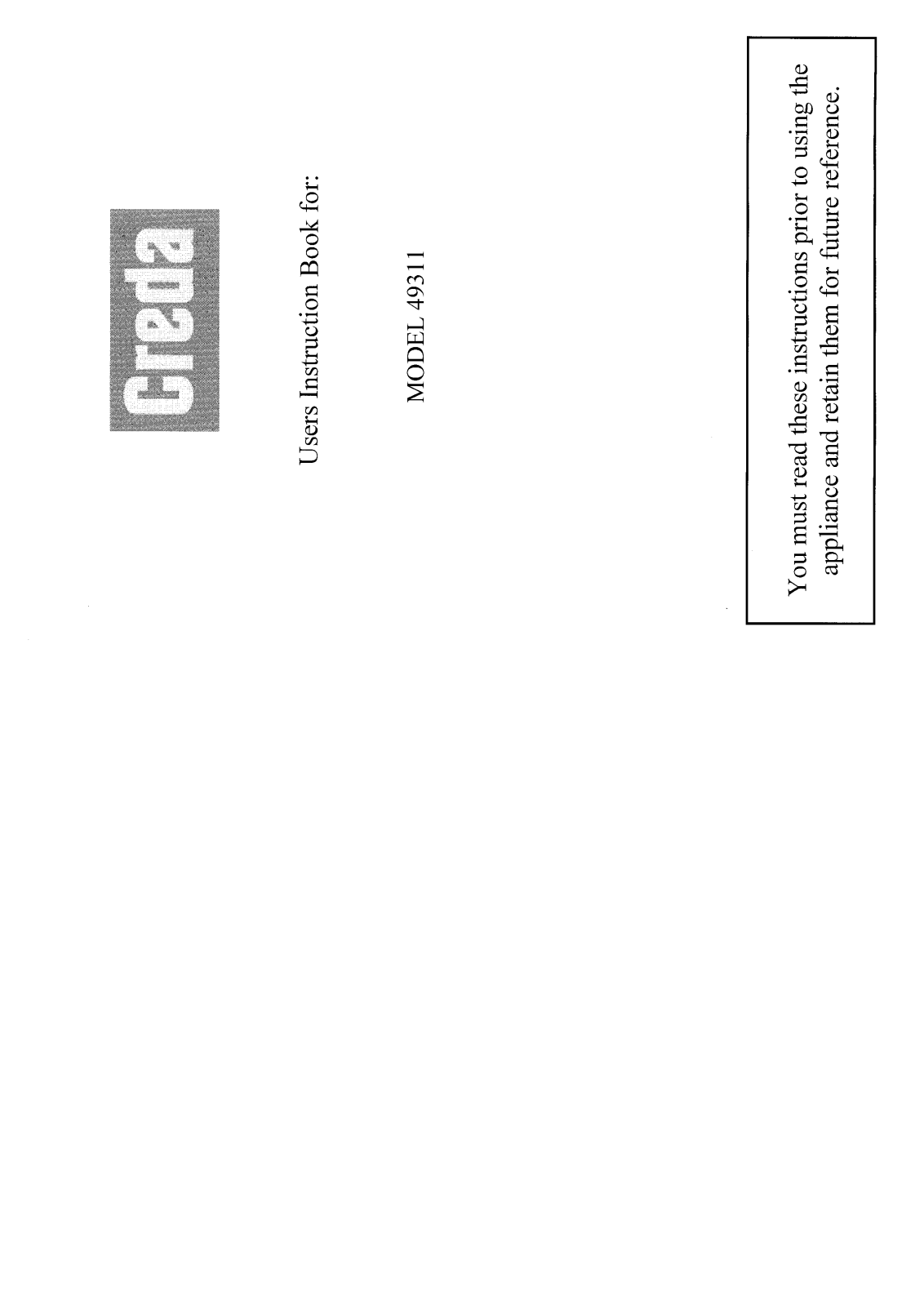 Creda HB49311 User Manual