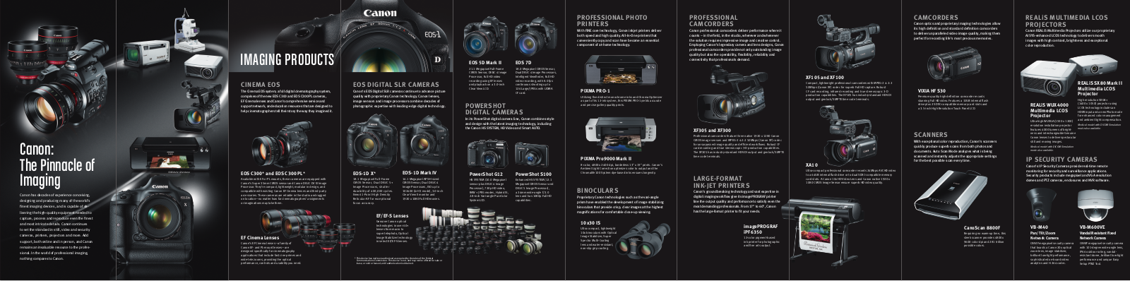 Canon IMAGEPROGRAF IPF6400, POWERSHOT G15, IMAGEPROGRAF IPF8400, EOS C500 PL, IMAGEPROGRAF IPF750 MFP M40 BROCHURE