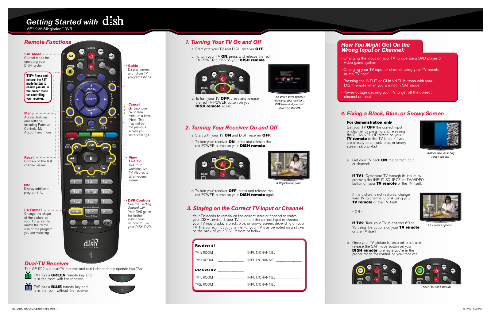 Dish 922 Quick Reference Guide