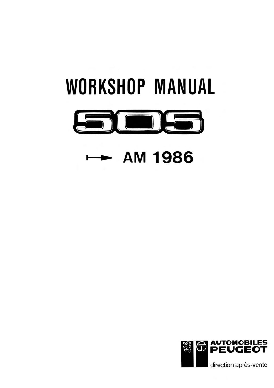 Peugeot 505 1986 User Manual