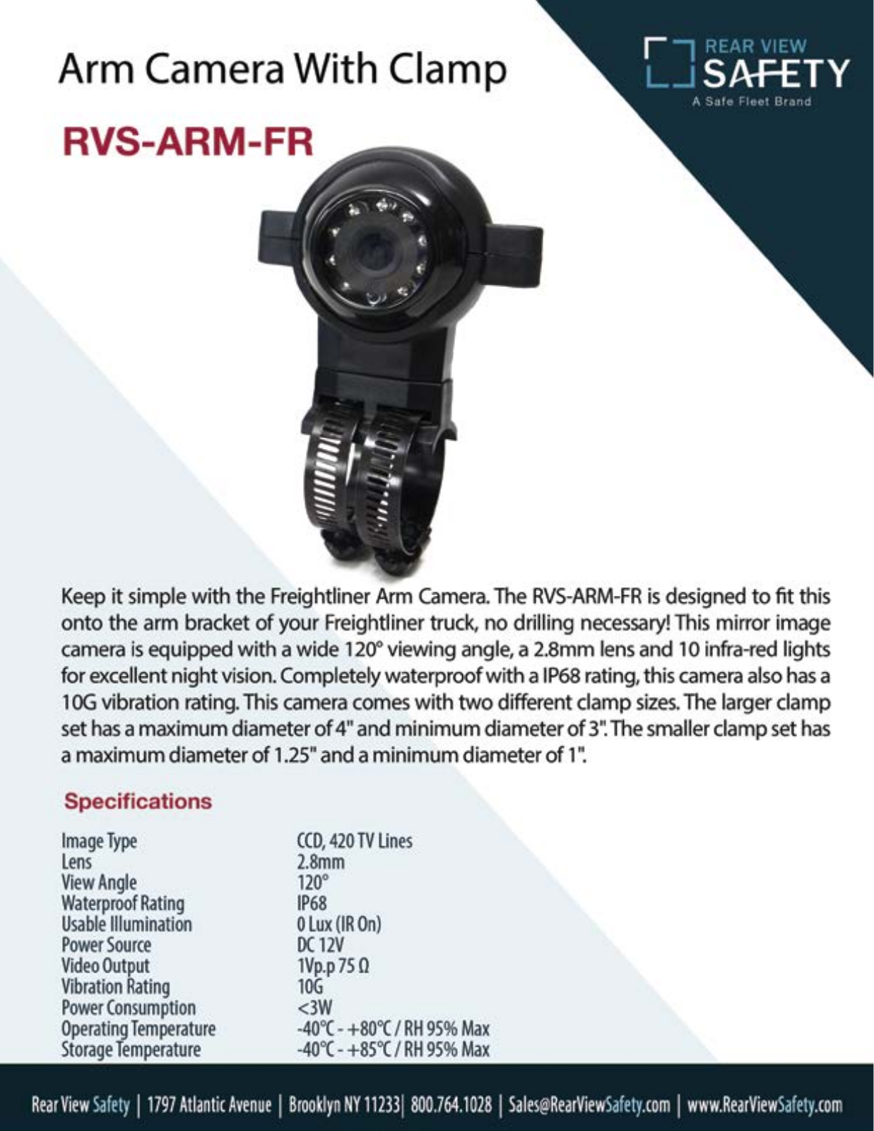 RVS Systems RVS-ARM-FR, RVS-ARM-FR-04, RVS-ARM-FR-NC Specsheet